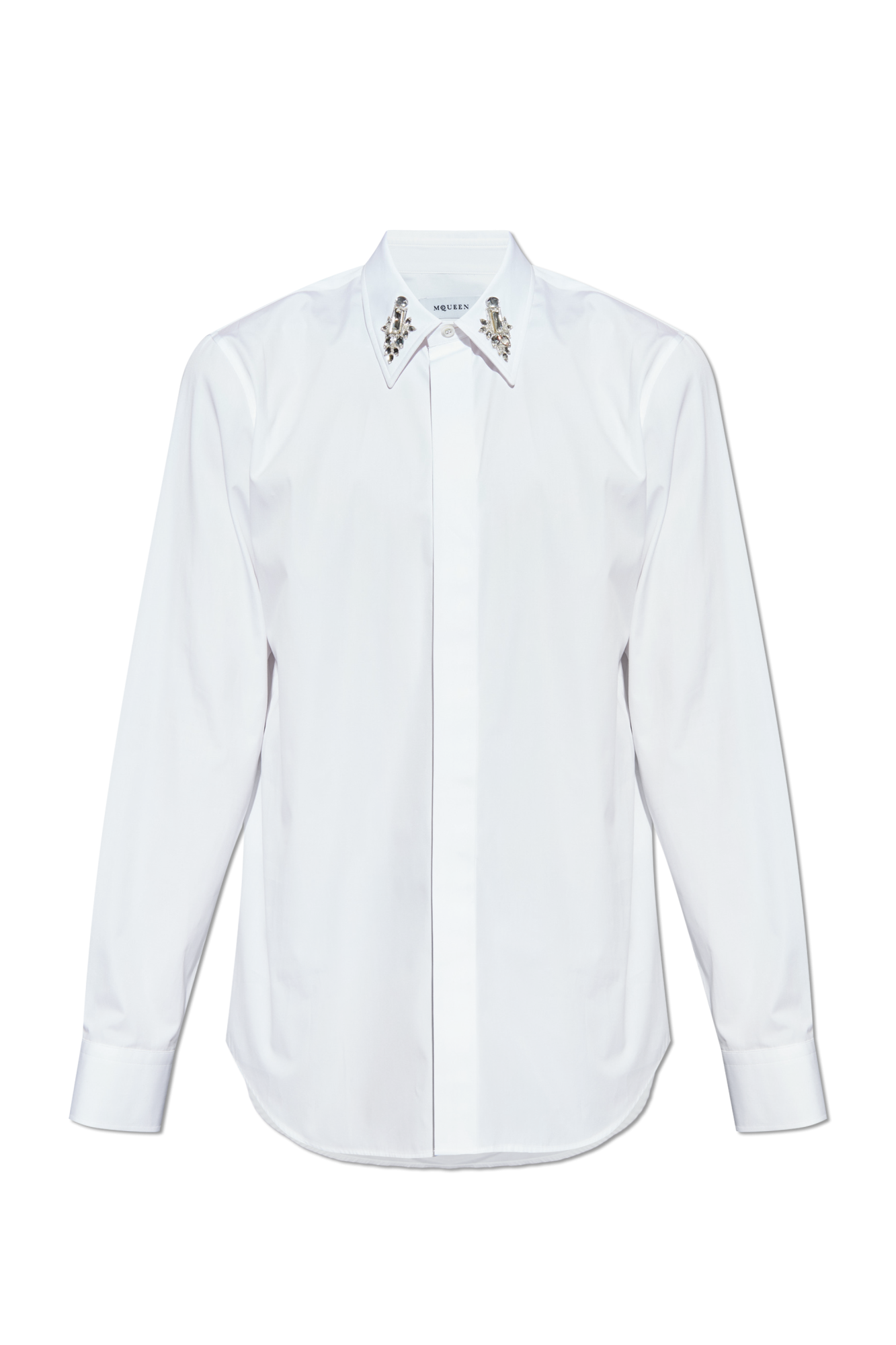 Branco Camisa com cristais brilhantes na gola Alexander McQueen